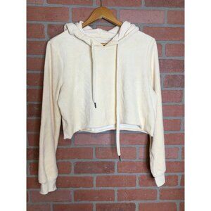 True Religion Cream Cropped Hoodie